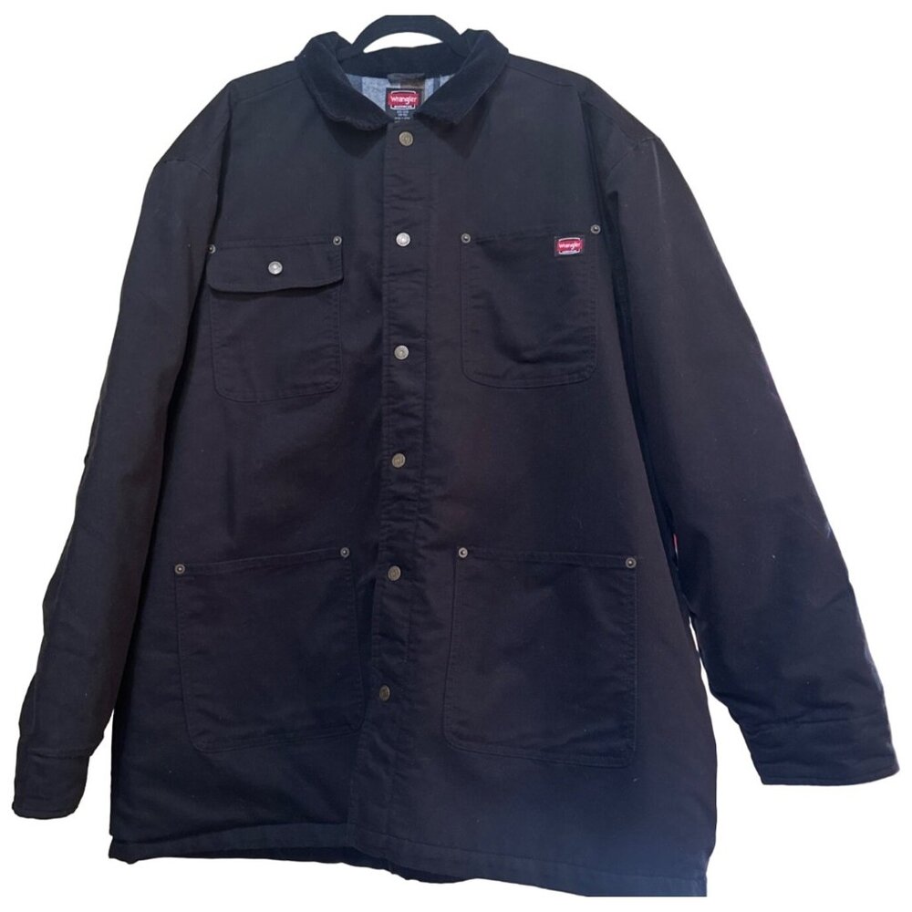 Wrangler Workwear Black Collared Button-Down Heavy Jacket Men's Size 2XL (50-52)
